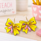 Yellow Bow with Pencil Earrings