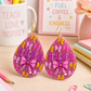 Pink Coquette Teacher Teardrop Earrings