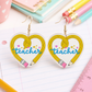Teacher Pencil Heart Earrings