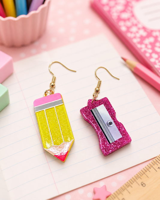 Pencil and Sharpener Earrings