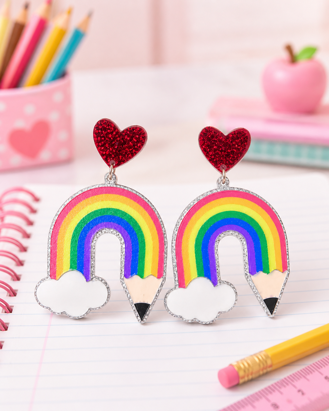 Rainbow Pencil Earrings