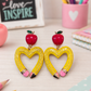 Yellow Pencil Heart Earrings