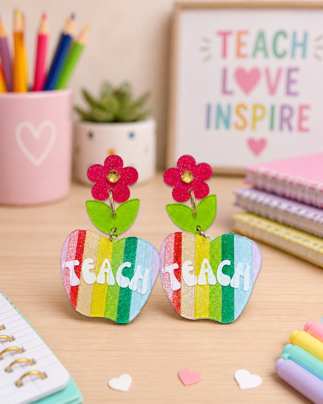 Colorful Teach Apple Earrings