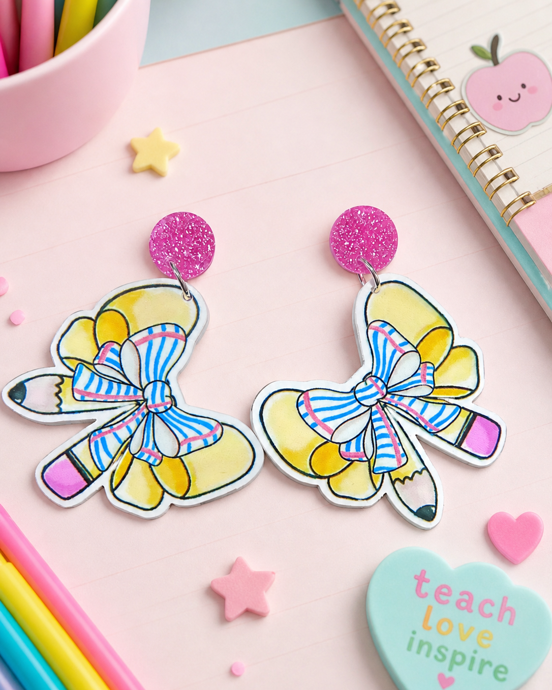 Coquette Paper and Pencil Earrings