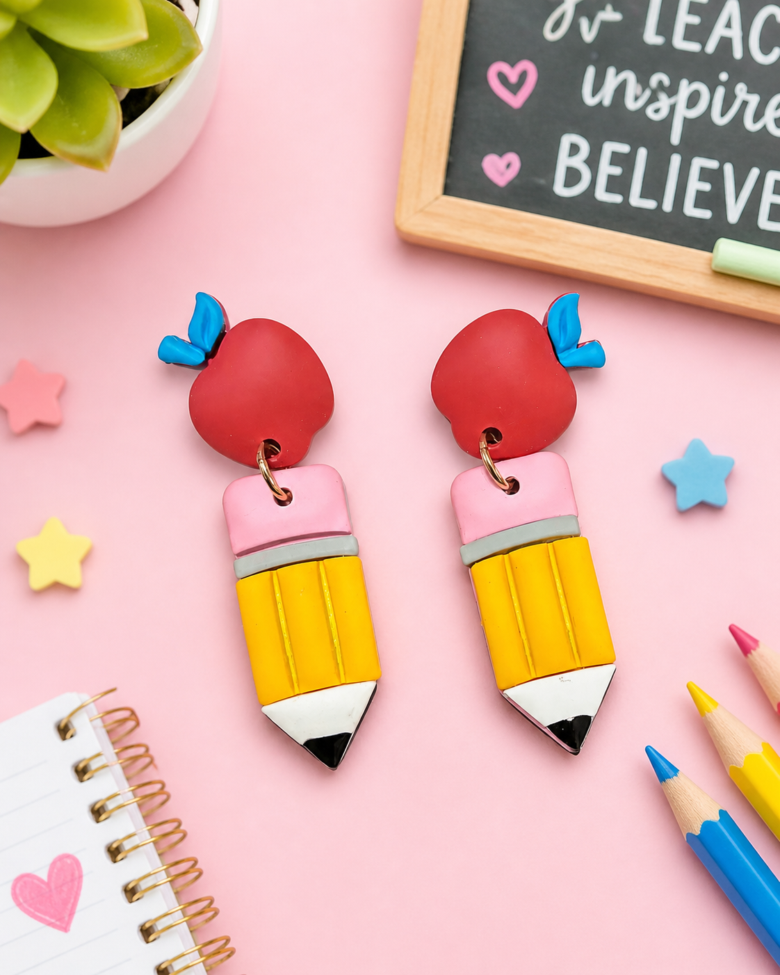 Apple and Pencil Earrings