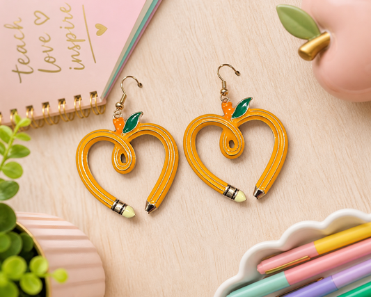 Pencil Apple Earrings