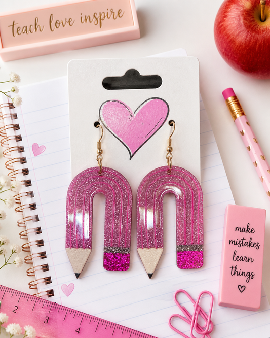 Pink Pencil Earrings