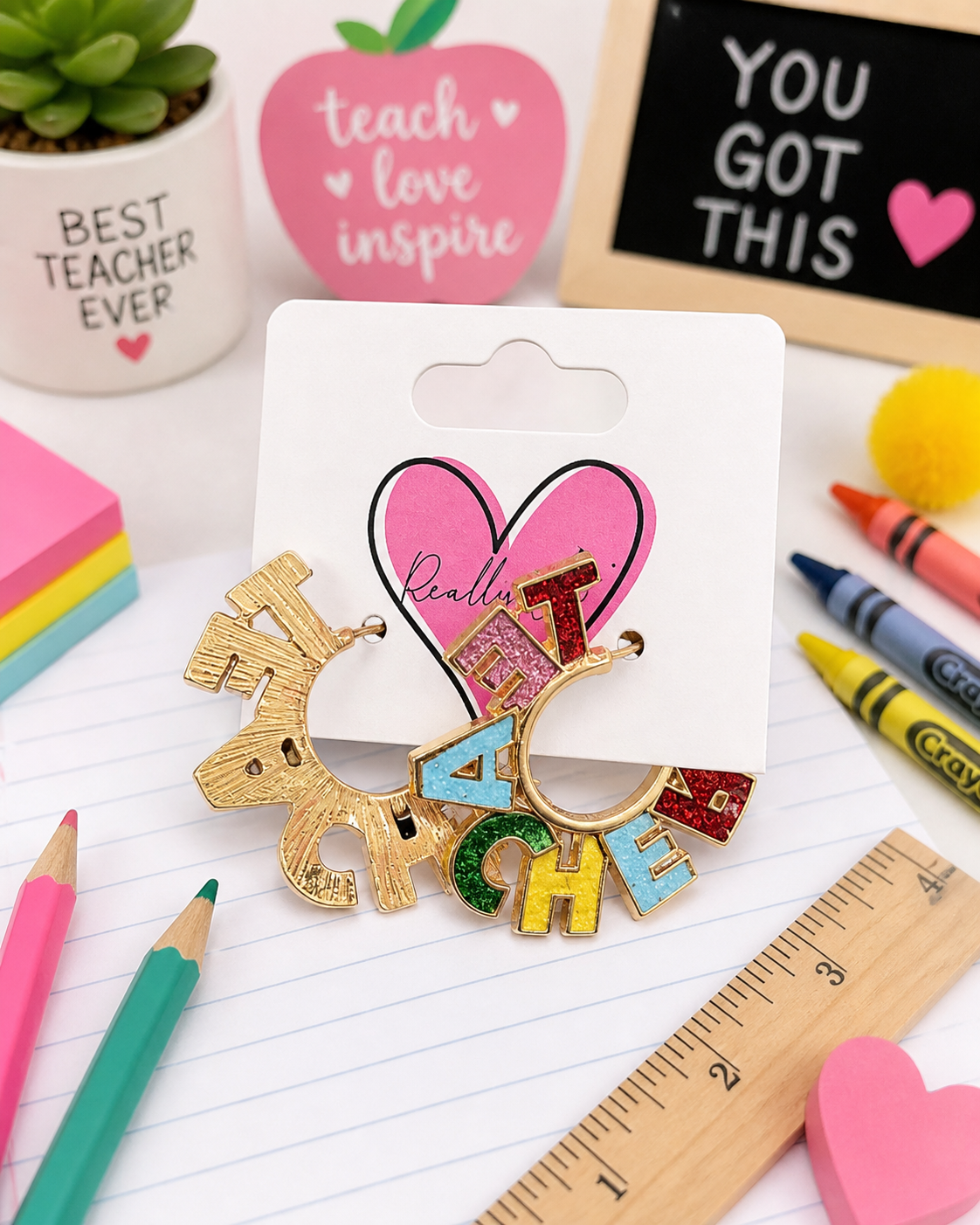 Teacher Hoop Earrings