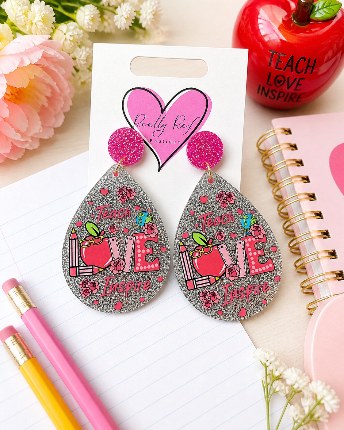 Teach LOVE Inspire Teardrop Earrings