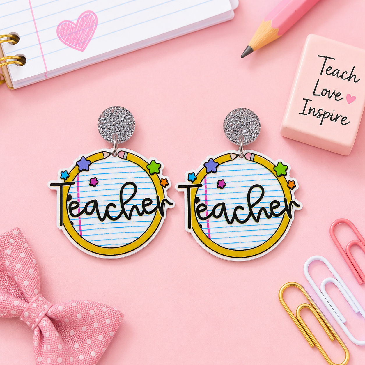 Teacher Composition Paper Earrings