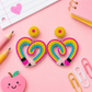 Beaded Colorful Pencil Heart Earrings