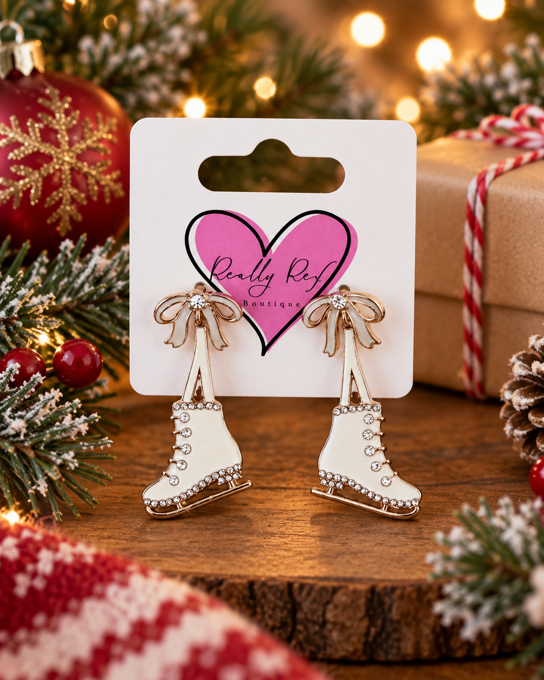 White Ice Skates Earrings