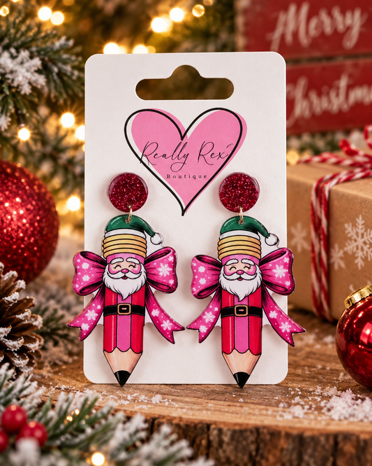 Santa Pencil Earrings
