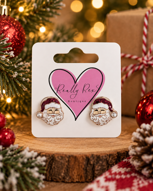 Red Santa Stud Earrings