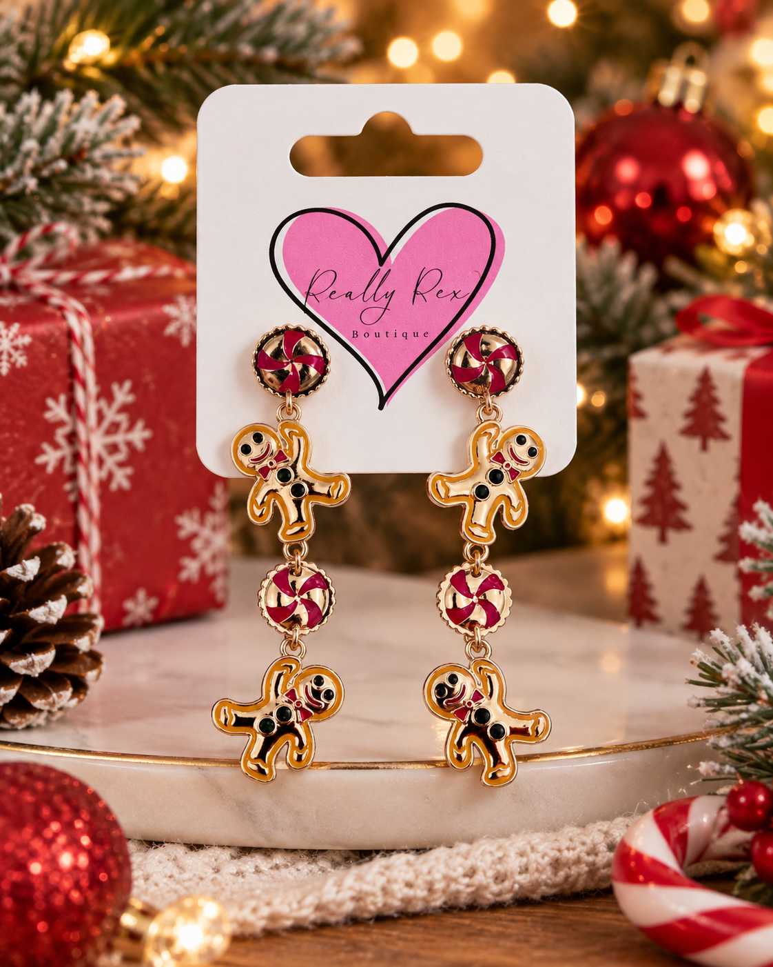 Gingerbread Men Dangle Earrings