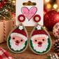 Beaded Sequin Santa Teardrop Earrings