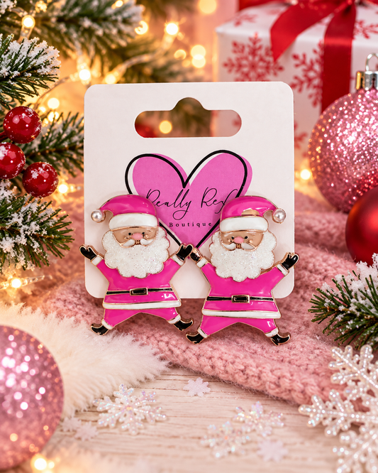 Pink Santa Earrings