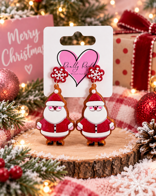 Santa with Snowflake Earrings