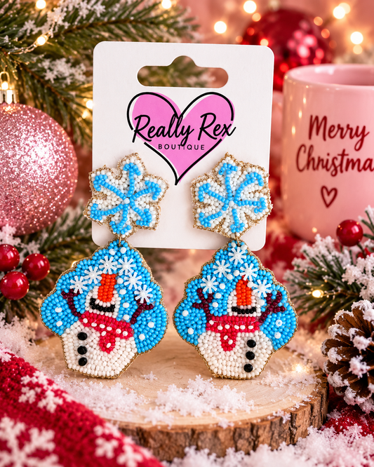 Beaded Snowman Earrings