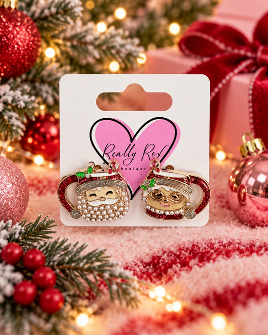 Mr. & Mrs. Claus Mug Stud Earrings