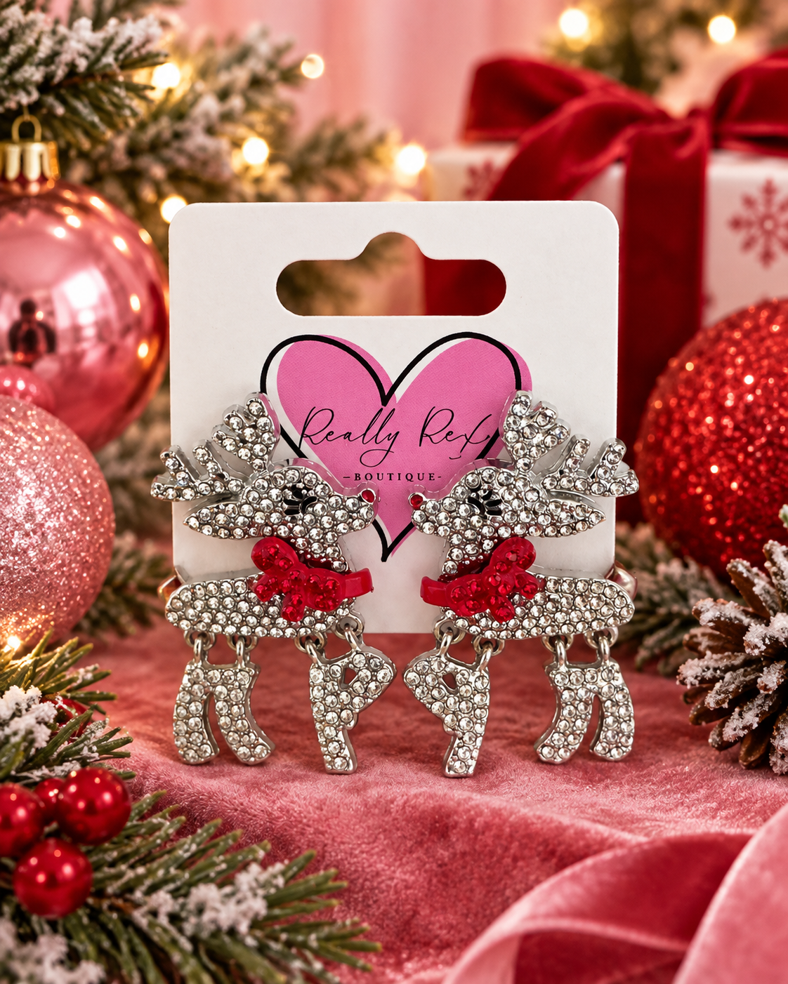Rhinestone Reindeer Earrings