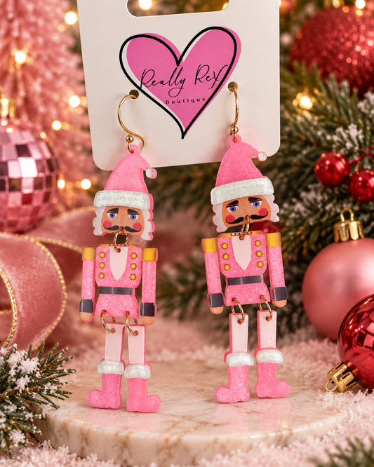 Pink Nutcracker Dangle Earrings