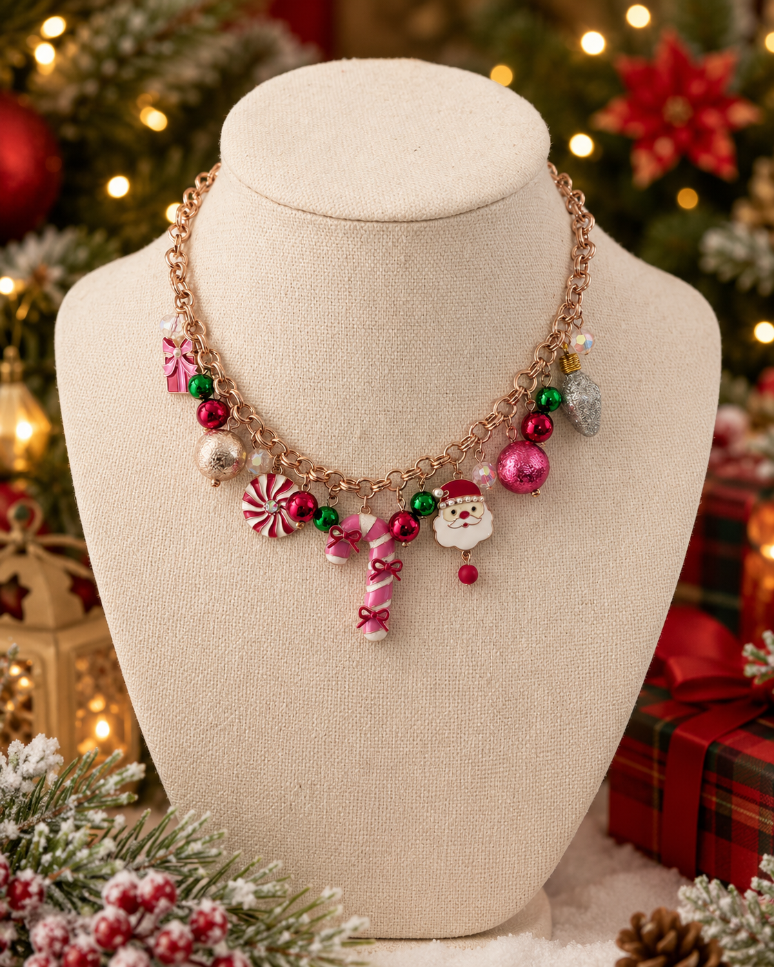 Candy Cane Charm Necklace
