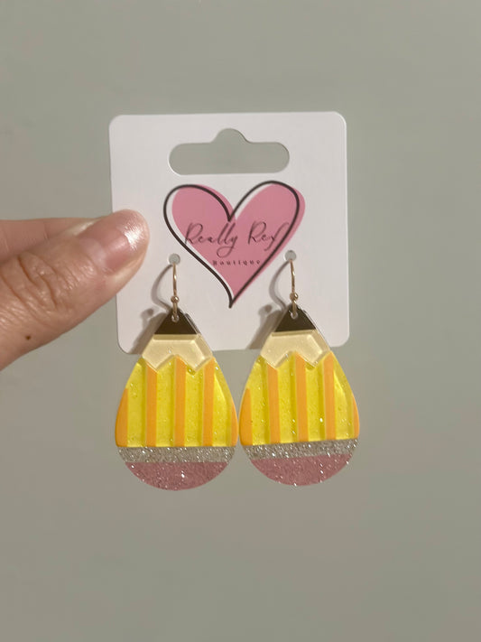 Glitter Pencil Teardrop Earrings