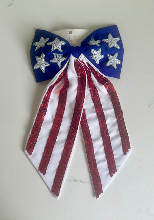 Sequin American Flag Bow