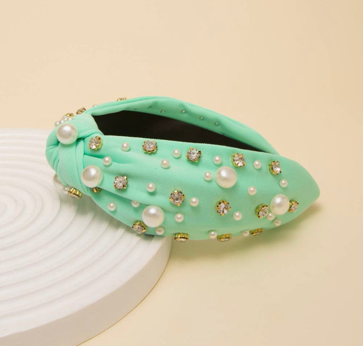 Mint Pearl and Jeweled Headband