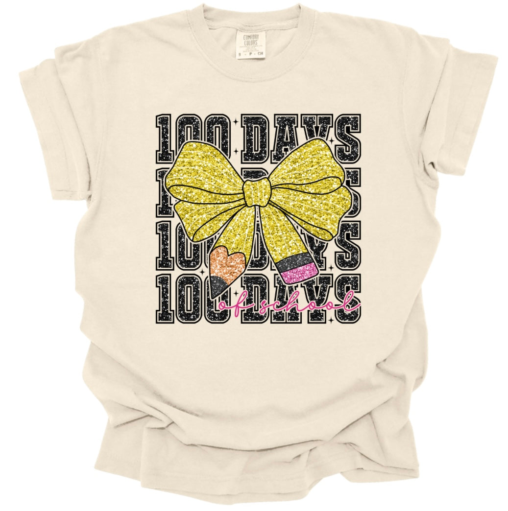 Faux Glitter 100 Days of School Tee