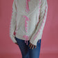 Cream and Pink Tie Bow Sweater