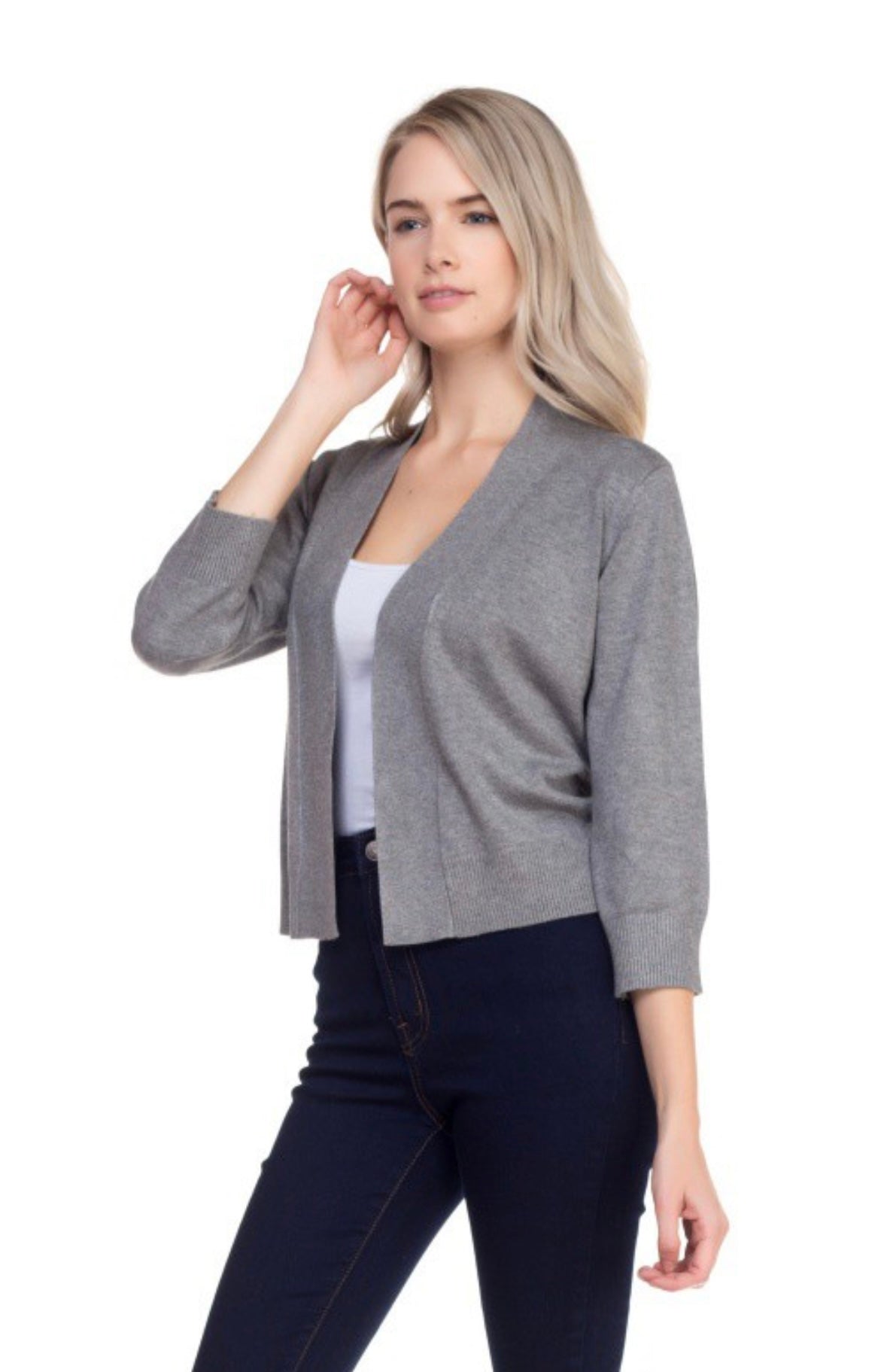 Cropped Open Front Cardigan