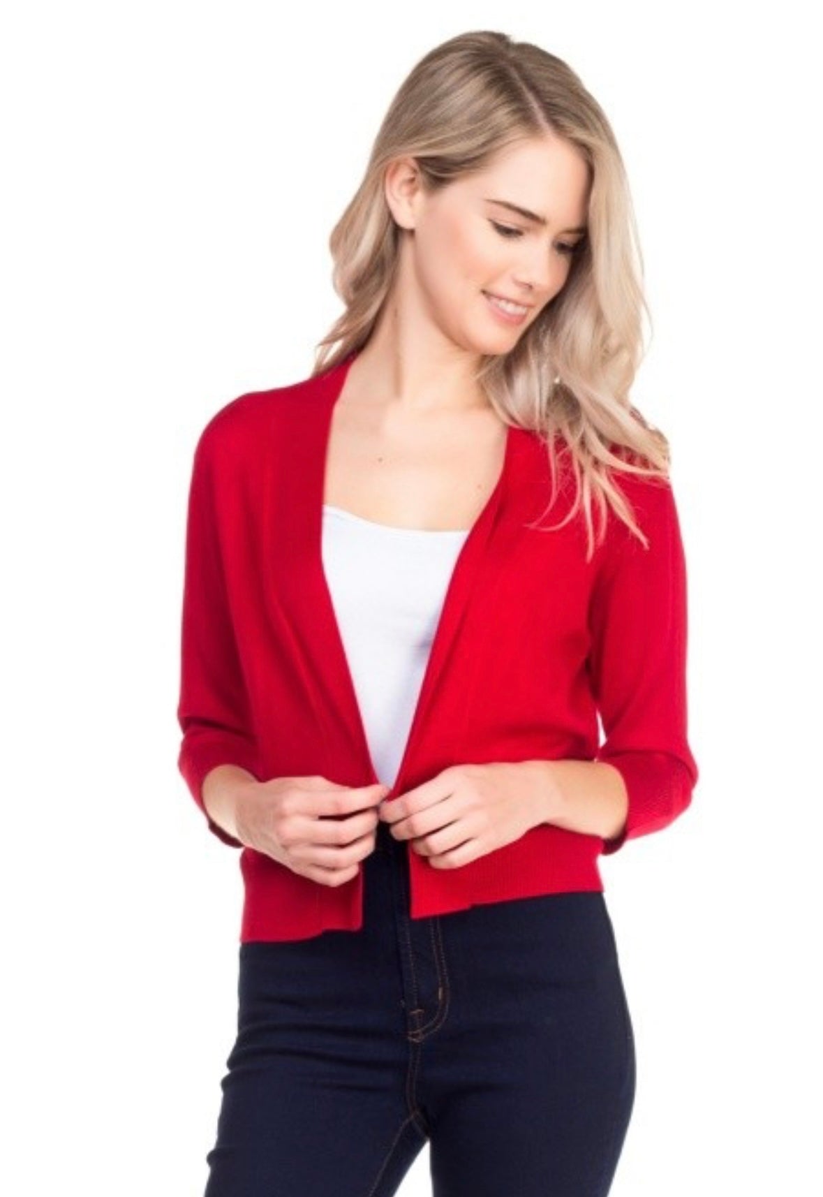 Cropped Open Front Cardigan