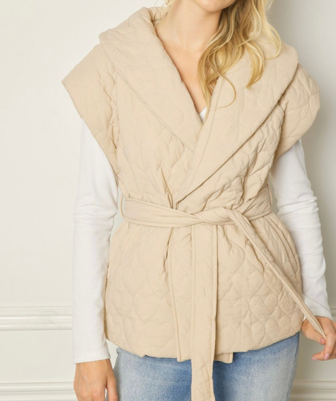 Beige Heart Puff Vest