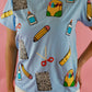 Light Blue Sequin School Supply Top