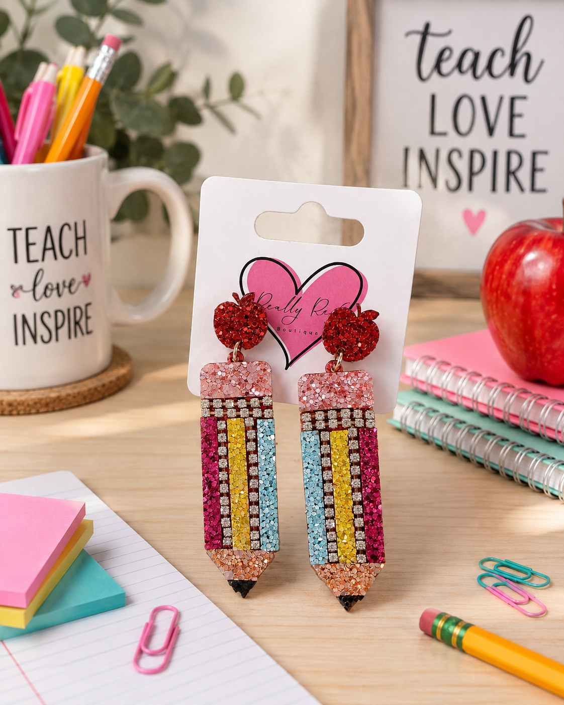 Glitter Colorful Pencil Earrings