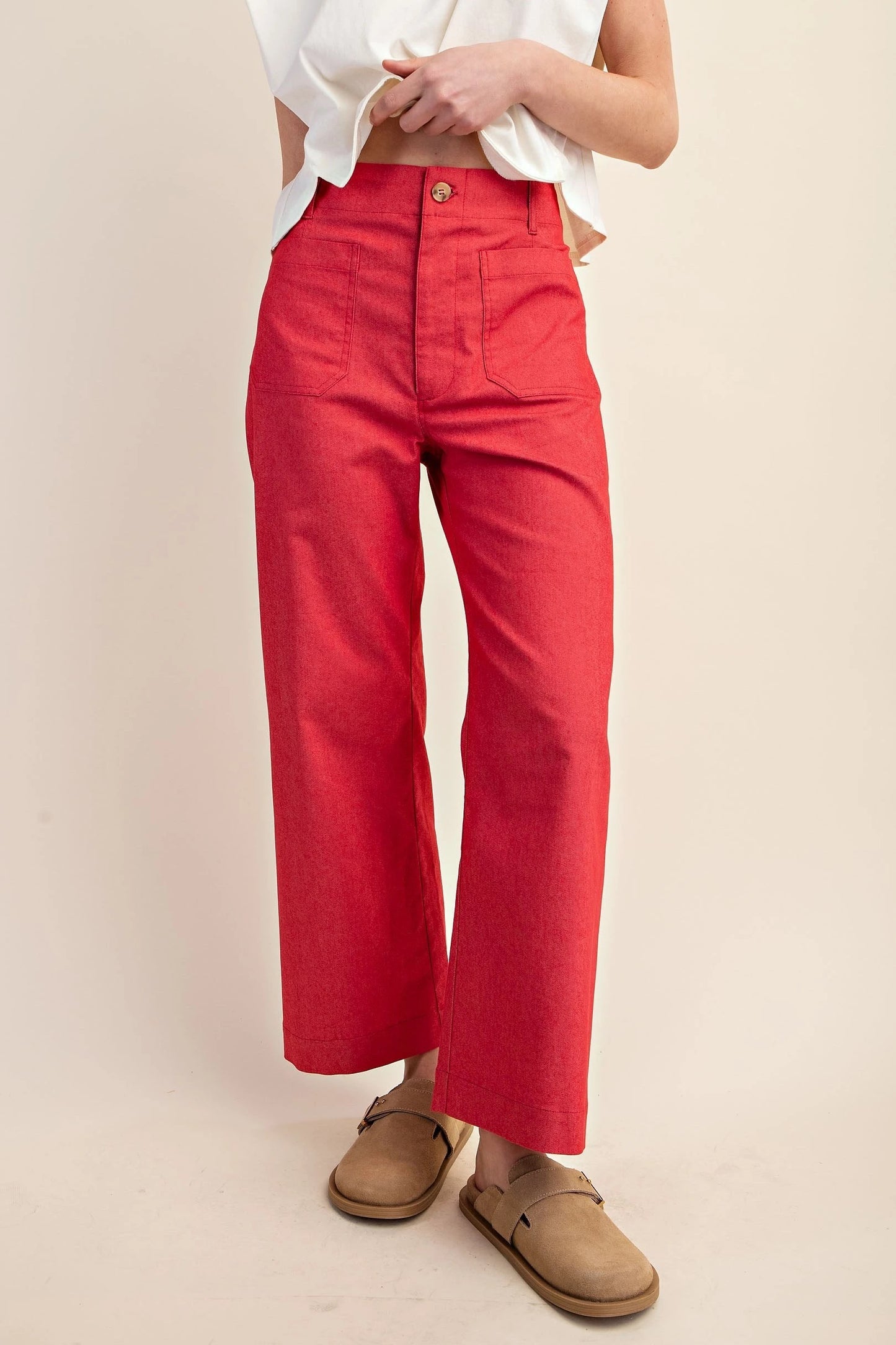 Red Ankle Crop Pant