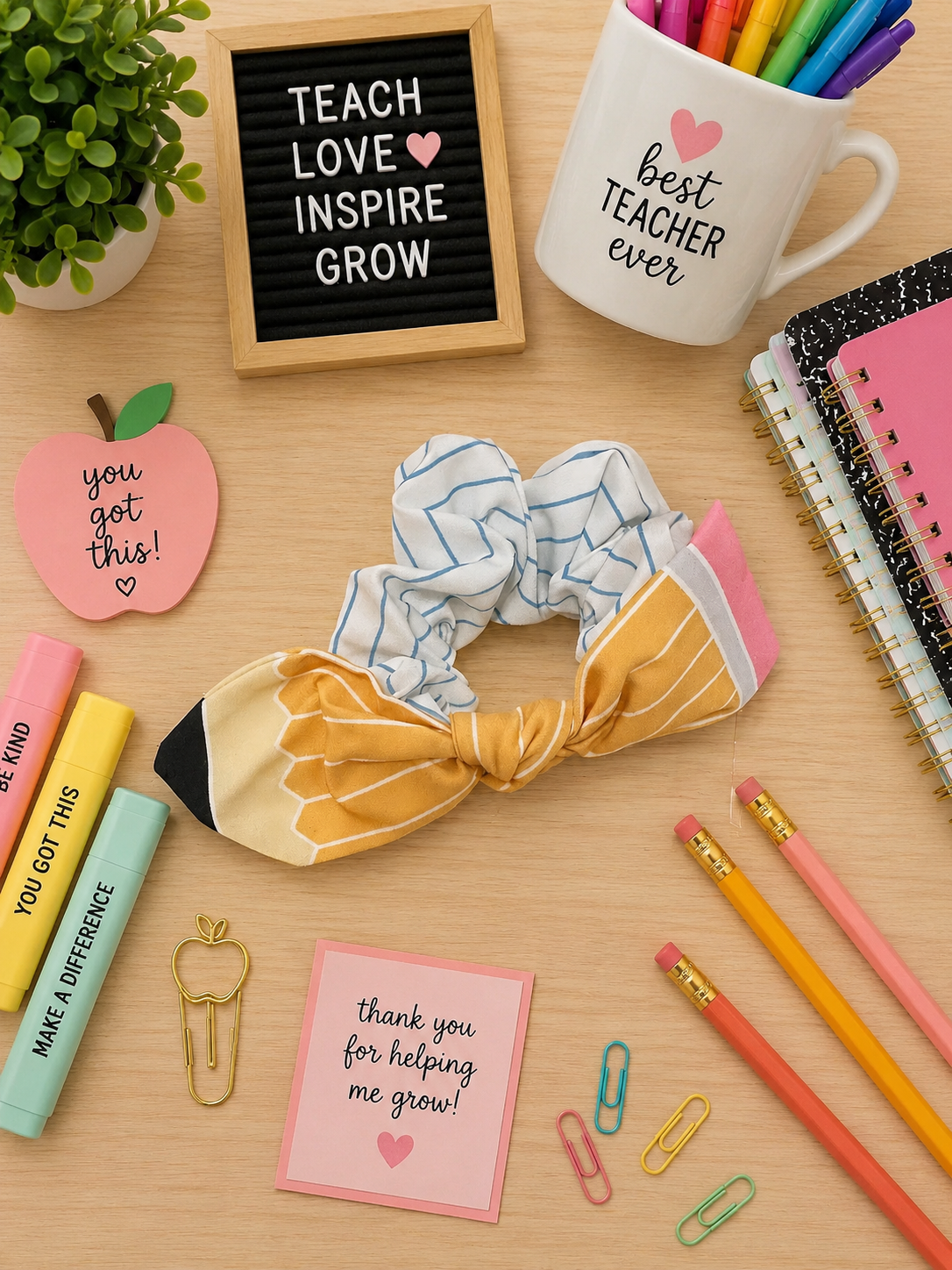 Pencil Bow & Paper Scrunchie