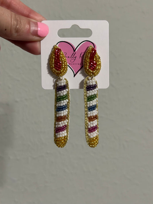 Beaded Birthday Candle Earrings