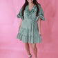 Sage Tiered Wrap Mini Dress