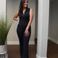 Half Zip Flared Black Jumpsuit