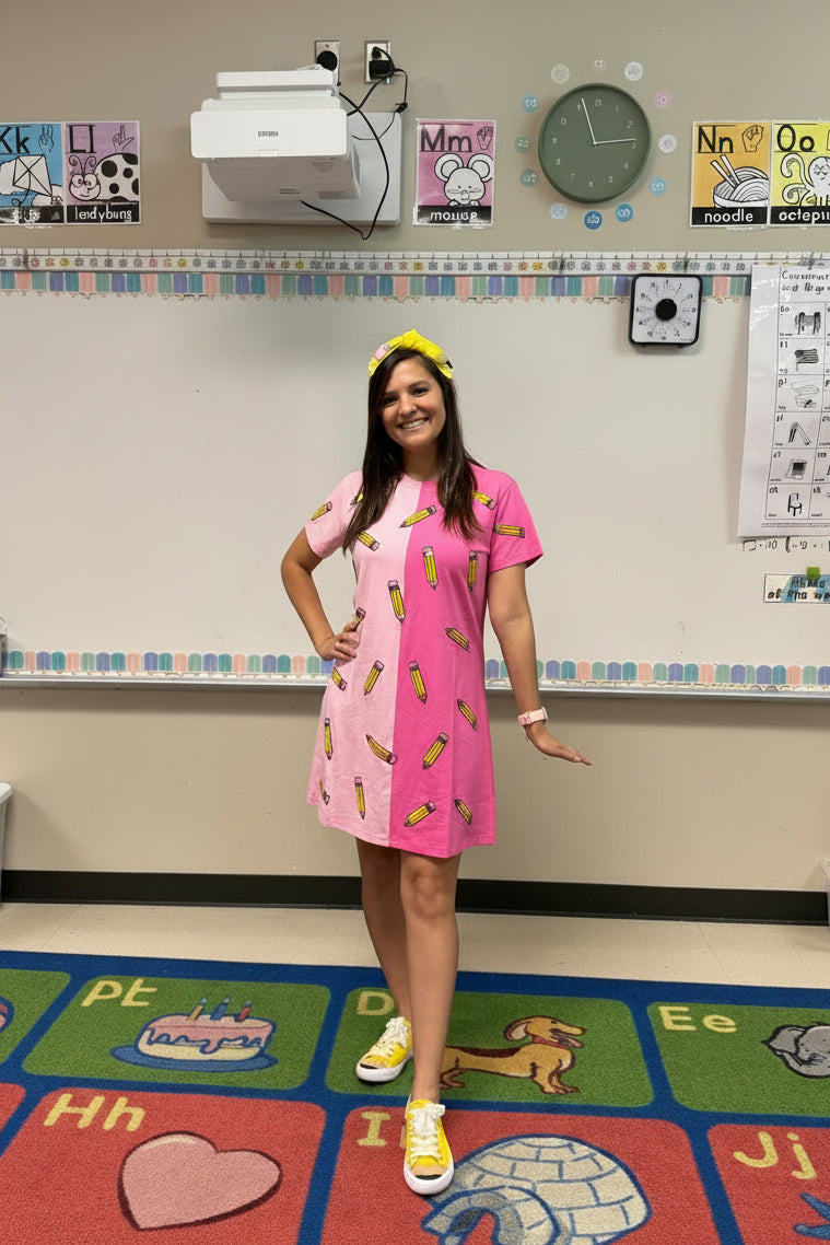 Two Tone Pink Pencil Dress