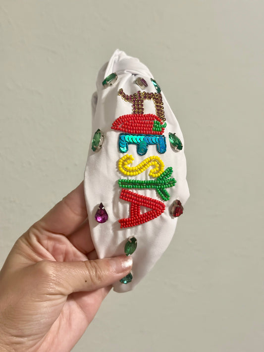 White Beaded Fiesta Headband