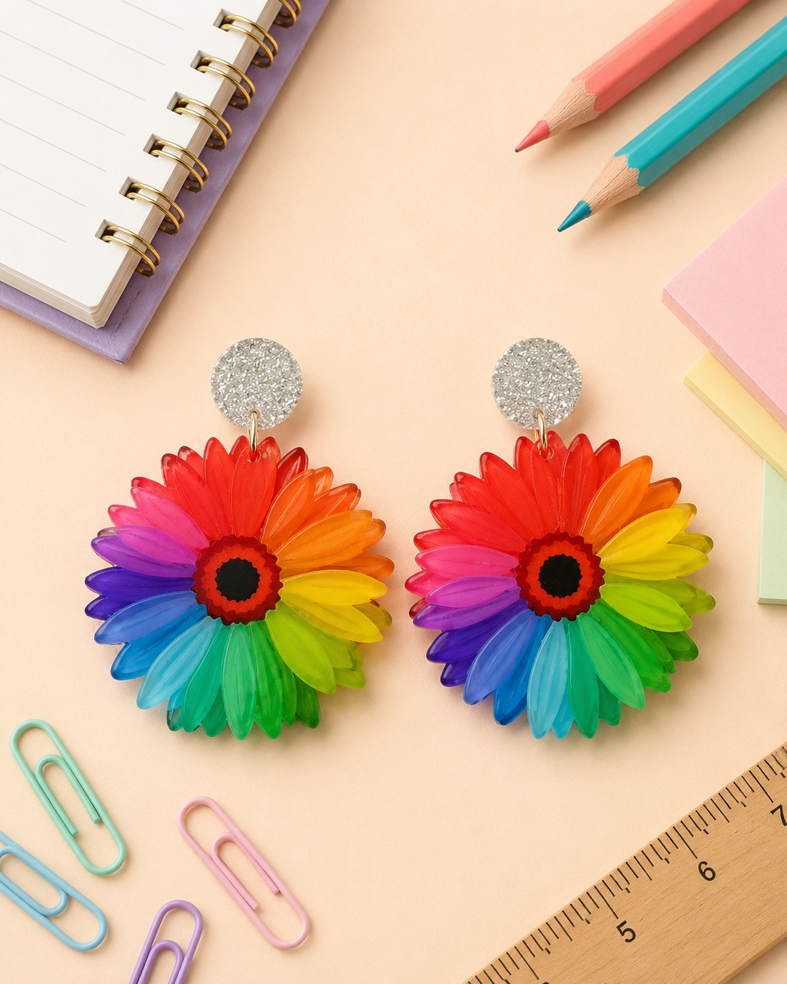 Rainbow Daisy Earrings