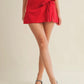 Red Wrap Tie Skort