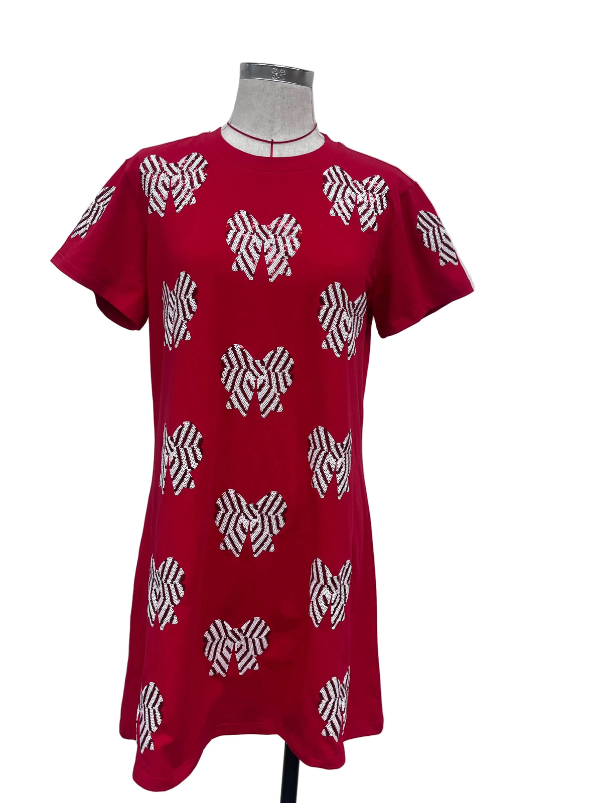 *PREORDER* Sequin Candy Cane Bow Dress