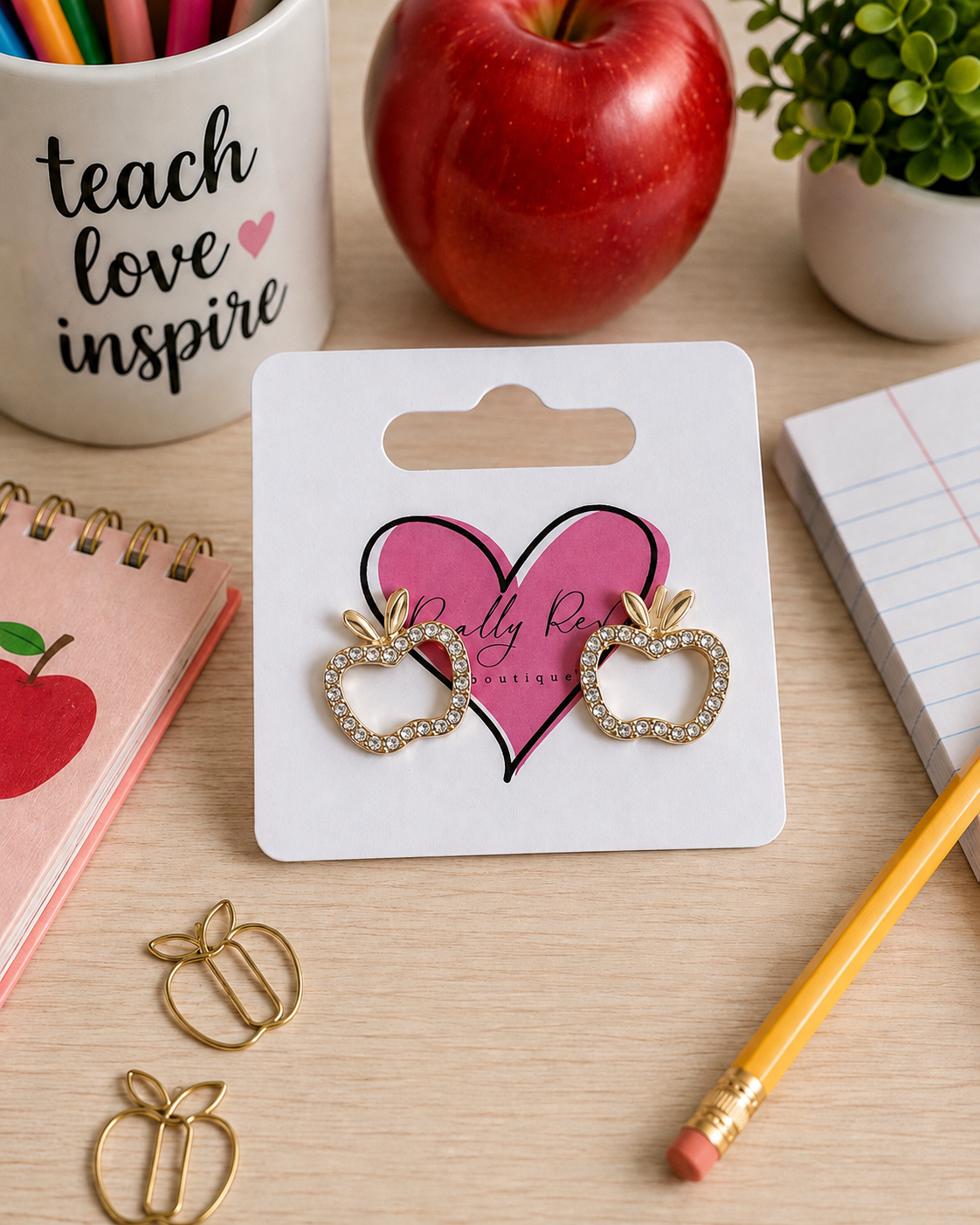 Rhinestone Apple Studs