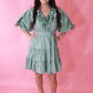 Sage Tiered Wrap Mini Dress