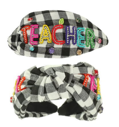 Gingham Beaded Teacher Headband